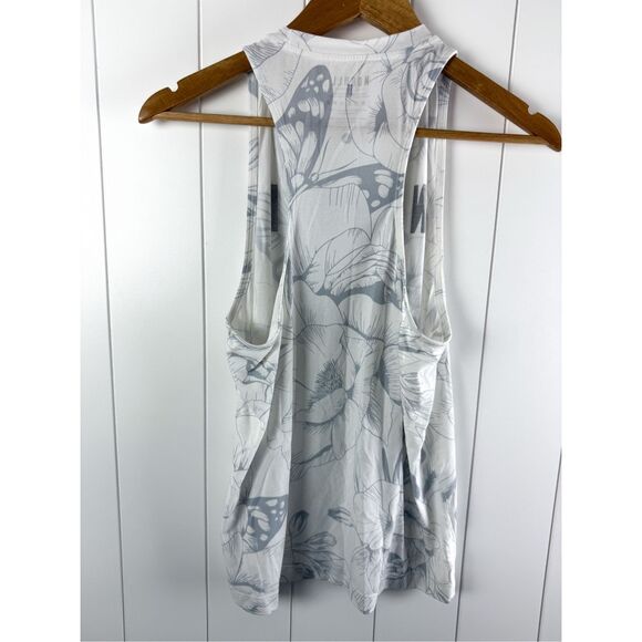 NoBull High Neck Muscle Tank Size S Butterly Floral Print White Gray - Picture 6 of 6